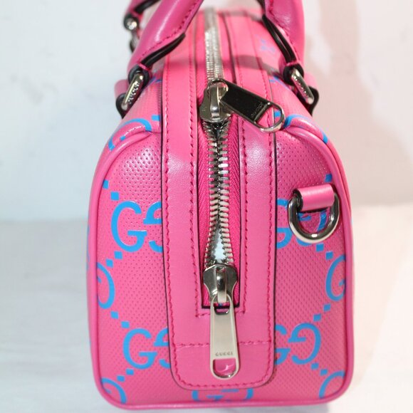 NWT Gucci Shoulder Bag GG Tennis Handbag Mini Pink Blue Top Handle Duffle 725292 - Picture 7 of 13